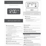 Max Multipurpose Full LED HD Mute Bedside Mirror Electronic Alarm Clock Black