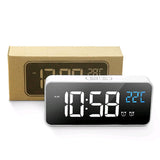 Max Multipurpose Full LED HD Mute Bedside Mirror Electronic Alarm Clock White