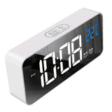 Max Multipurpose Full LED HD Mute Bedside Mirror Electronic Alarm Clock White