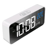 Max Multipurpose Full LED HD Mute Bedside Mirror Electronic Alarm Clock White