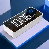 Max Multipurpose Full LED HD Mute Bedside Mirror Electronic Alarm Clock White