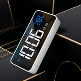 Max Multipurpose Full LED HD Mute Bedside Mirror Electronic Alarm Clock White