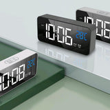 Max Multipurpose Full LED HD Mute Bedside Mirror Electronic Alarm Clock White