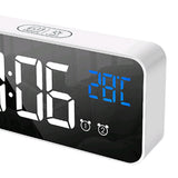 Max Multipurpose Full LED HD Mute Bedside Mirror Electronic Alarm Clock White