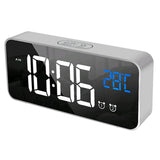 Max Multipurpose Full LED HD Mute Bedside Mirror Electronic Alarm Clock Silver