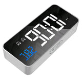 Max Multipurpose Full LED HD Mute Bedside Mirror Electronic Alarm Clock Silver