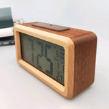 Max Wooden Electronic Smart Clock Date Temperature Dispaly Clock Brown