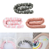 Maxbell Cotton Snake Shaped Long Pillow Cushion For Crib and Bed Pink Grid