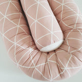 Maxbell Cotton Snake Shaped Long Pillow Cushion For Crib and Bed Pink Grid