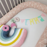 Maxbell Cotton Snake Shaped Long Pillow Cushion For Crib and Bed Pink Grid