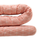 Maxbell Cotton Snake Shaped Long Pillow Cushion For Crib and Bed Pink Grid