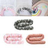 Maxbell Cotton Snake Shaped Long Pillow Cushion For Crib and Bed Pink Grid