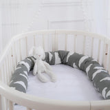 Maxbell Cotton Snake Shaped Long Pillow Cushion For Crib and Bed Gray Clouds