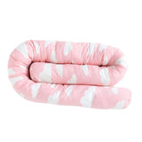 Maxbell Cotton Snake Shaped Long Pillow Cushion For Crib and Bed Pink Clouds