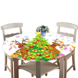 Max Xmas Theme Waterproof Tablecloth for Round Table 1.2m Dia Catoon Deer