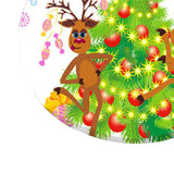 Max Xmas Theme Waterproof Tablecloth for Round Table 1.2m Dia Catoon Deer
