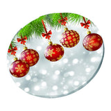 Max Xmas Theme Waterproof Tablecloth for Round Table 1.2m Dia Red Balls