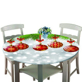 Max Xmas Theme Waterproof Tablecloth for Round Table 1.2m Dia Red Balls