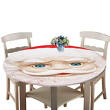 Max Xmas Theme Waterproof Tablecloth for Round Table 1.2m Dia Santa Claus