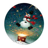 Christmas Table Cloth Cover for 47inch Round Dining Tables Snowman_A