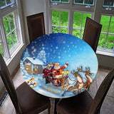 Max 48'' Round Table Cover Tablecloth Oil-Proof & Waterproof Xmas Carriage