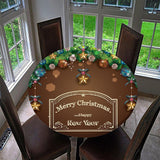 Max 48'' Round Table Cover Tablecloth Oil-Proof & Waterproof Happy Ero Christmas