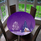Max 48'' Round Table Cover Tablecloth Oil-Proof & Waterproof Snow Scenery