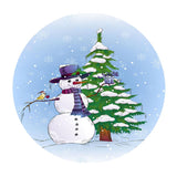 Max Round Christmas Table Cover Cloth for 120cm Kitchen Tables Snowman