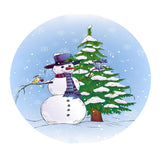 Max Round Christmas Table Cover Cloth for 120cm Kitchen Tables Snowman
