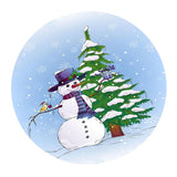 Max Round Christmas Table Cover Cloth for 120cm Kitchen Tables Snowman