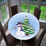 Max Round Christmas Table Cover Cloth for 120cm Kitchen Tables Snowman