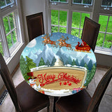 Max Christmas Tablecloth Table Cover for 47" Round Dining Tables Waterproof C