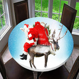 Max Maxb Waterproof Table Cover Christmas Home Decoration 47" Tablecloth Santa & Elk