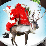 Max Maxb Waterproof Table Cover Christmas Home Decoration 47" Tablecloth Santa & Elk