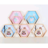 Max Maxb Hexagonal Wall Shelf Kids Room Decorative Display Rack Pink Leaf(S)