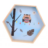 Hexagonal Wall Shelf Kids Room Decorative Display Rack Blue Owl(L)