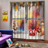 Max Christmas 3D Curtains Digital Printed Window Drapes for Bedroom 2 Panels C