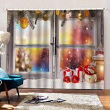 Max Christmas 3D Curtains Digital Printed Window Drapes for Bedroom 2 Panels C