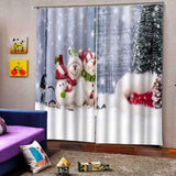Max Christmas 3D Curtains Digital Printed Window Drapes for Bedroom 2 Panels D