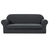Max 2 Piece Design Polyester Fabric Stretch Sofa Couch Slipcover Gray_3 Seat