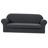 Max 2 Piece Design Polyester Fabric Stretch Sofa Couch Slipcover Gray_3 Seat