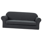 Max 2 Piece Design Polyester Fabric Stretch Sofa Couch Slipcover Gray_3 Seat