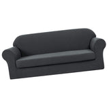 Max 2 Piece Design Polyester Fabric Stretch Sofa Couch Slipcover Gray_3 Seat