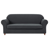 Max 2 Piece Design Polyester Fabric Stretch Sofa Couch Slipcover Gray_3 Seat