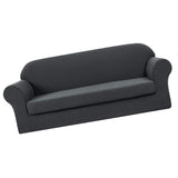 Max 2 Piece Design Polyester Fabric Stretch Sofa Couch Slipcover Gray_3 Seat
