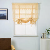 Max Tie-Up Shade Lace Voile Curtain Cafe Net Curtains for Kitchen Yellow_S
