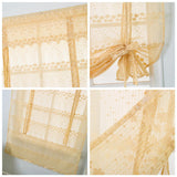 Max Tie-Up Shade Lace Voile Curtain Cafe Net Curtains for Kitchen Yellow_S