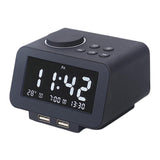 Maxbell Multifunctional Digital Alarm Clock  USB Hotel Radio Clock-UK  Black