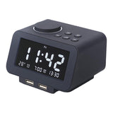 Maxbell Multifunctional Digital Alarm Clock  USB Hotel Radio Clock-UK  Black
