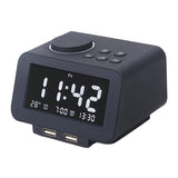 Maxbell Multifunctional Digital Alarm Clock  USB Hotel Radio Clock-UK  Black